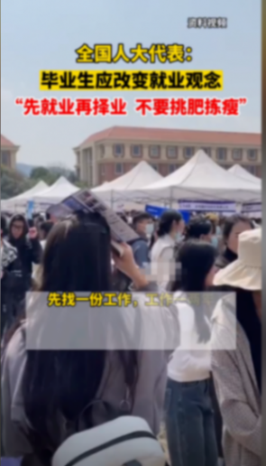 人大代表:建議大學生先就業再擇業