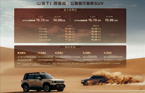 捷途山海T1新增147km四驅探索版、147km四驅發現版正式上市,售價分別為15.79萬元和16.79萬元 捷途山海T1新車型上市 售15.79-16.79萬元